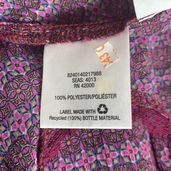 ROUTE 66 Sheer Floral Lace Trim Top Size Large - Picture 9 of 11